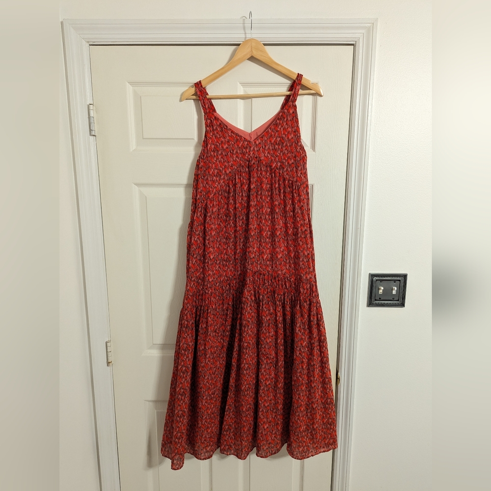 Joie Dress in red , pink & black sleeveless maxi tiered size small